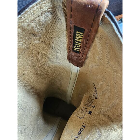Vintage Dan Post Womens Marlboro Boot Size 7 M Tan Brown Leather Western P2552 - Picture 10 of 11